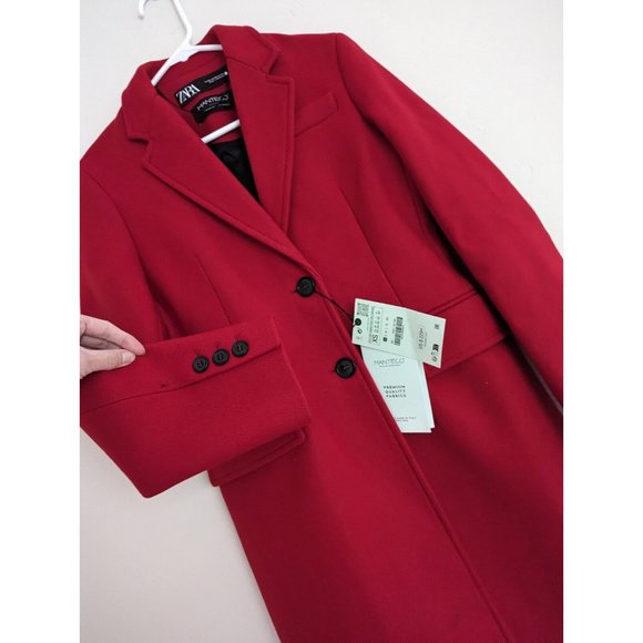 ZARA ZW COLLECTION RED LONG FITTED WOOL COAT XS L REF. 8354/748 - Picture 10 of 12